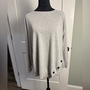 The sweatshirt project Button Detail gray sweater boat neck